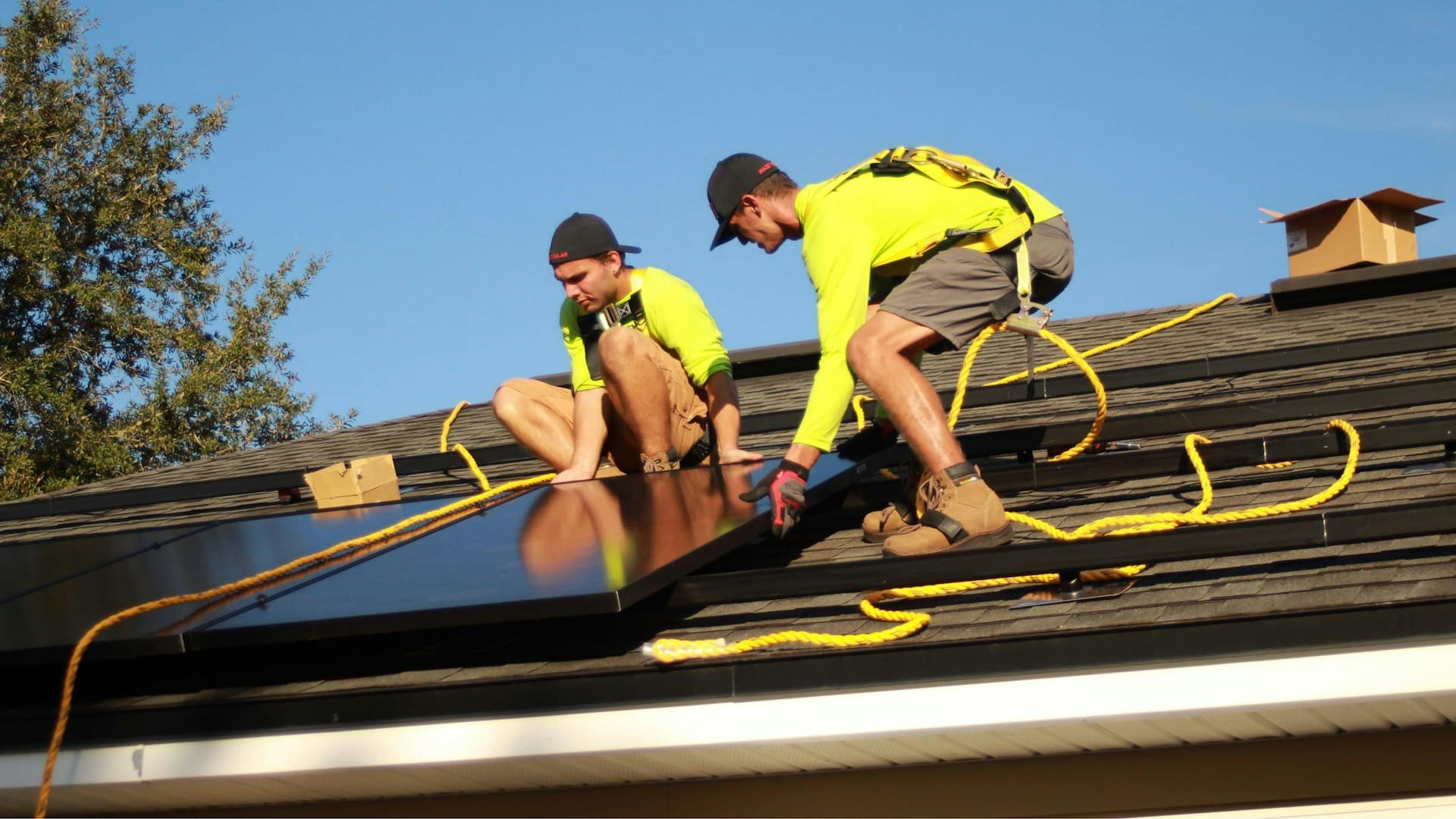 Solar panel installation at GreenTech Solutions