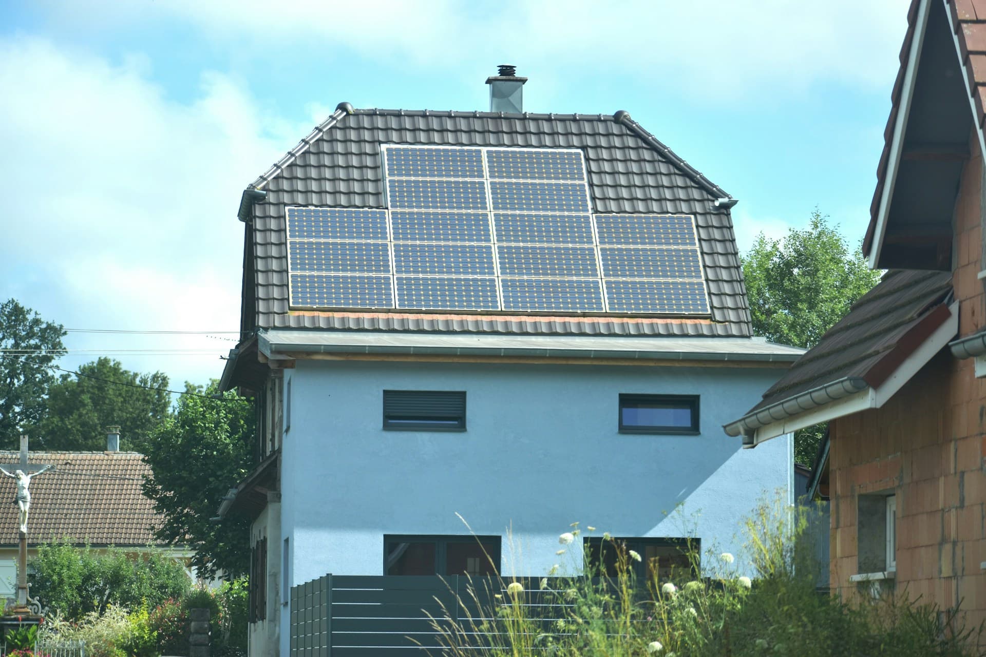 Solar panels on rooftops